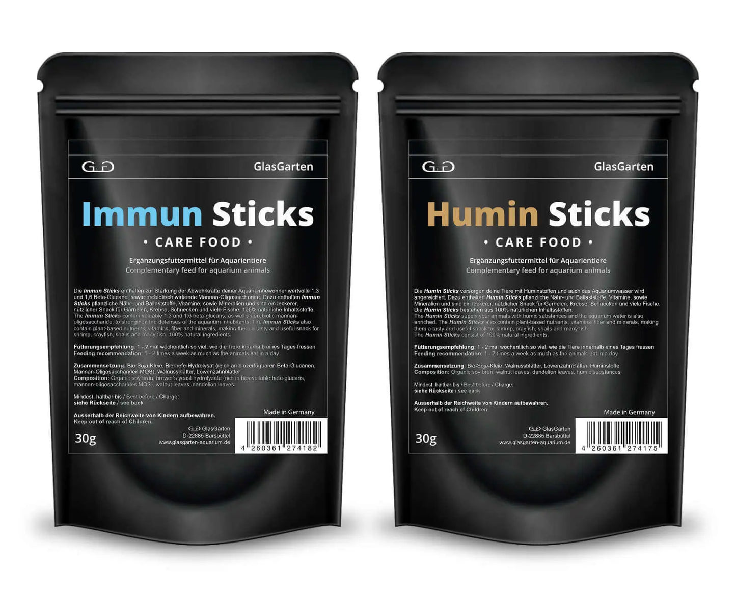 GlasGarten Care Food - Humin / Immun Sticks